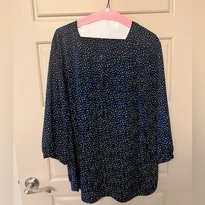 NYDJ Plus Patterned Blouse - Blue/Teal/White - Sz 1X